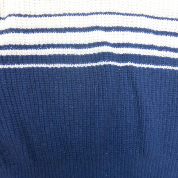 VINTAGE Right Track Grandpa Sweater Size L Men Chunky Knit 1970's Blue White - Picture 3 of 7